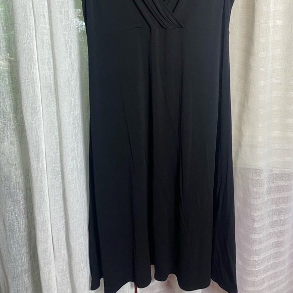 Eileen Fisher 100% Silk Jersey Faux Wrap V-neck Sleeveless Dress Black Small - Picture 5 of 9